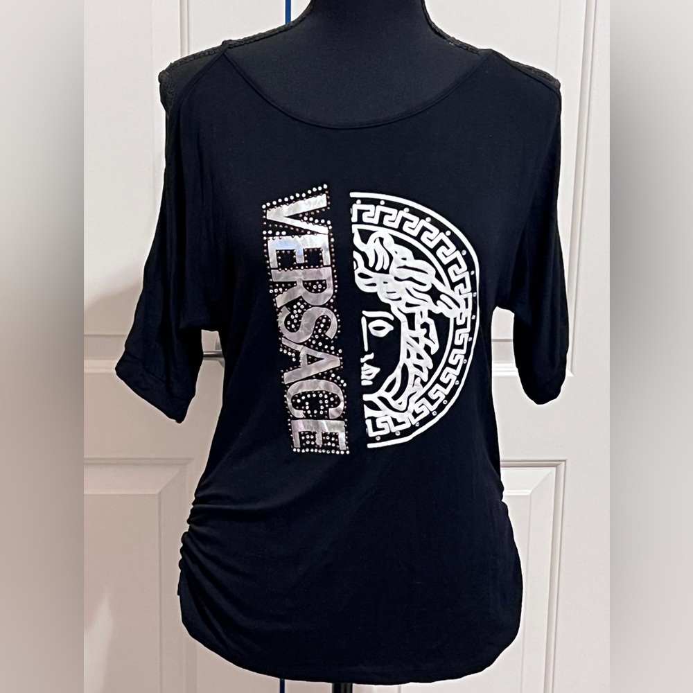 Vintage Versace Jeans Couture embellished cold shoulder top